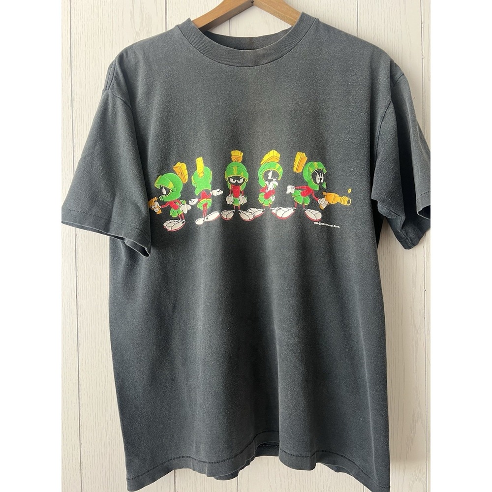 Vintage Marvin The Martian Double Sided Looney Tunes T-Shirt L FADED 90s Belton